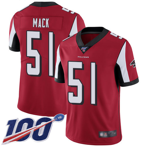 Atlanta Falcons Limited Red Men Alex Mack Home Jersey NFL Football 51 100th Season Vapor Untouchable
